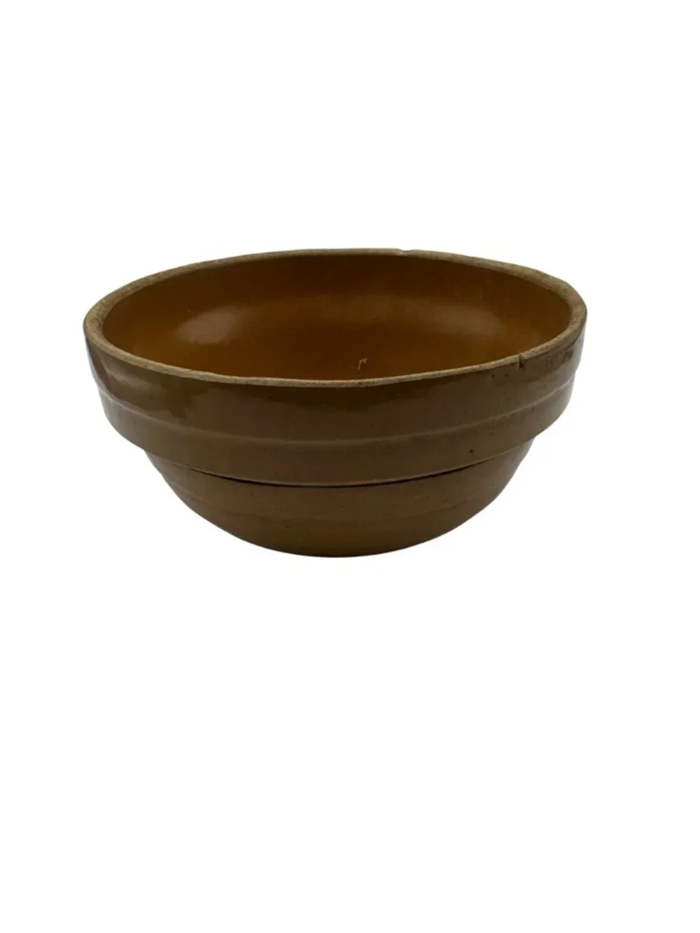 Vintage Handcrafted Ceramic Bowl Brown Glaze Rustic USA